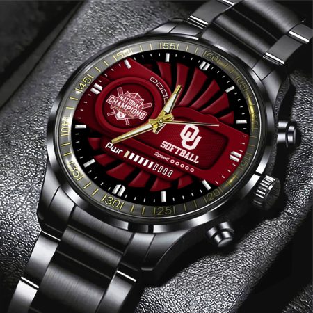 Oklahoma Sooners NCAA Women’s Softball Black Stainless Steel Watch Gift For Fan