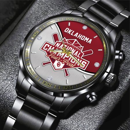 Oklahoma Sooners NCAA Women’s Softball Black Stainless Steel Watch Gift For Fan