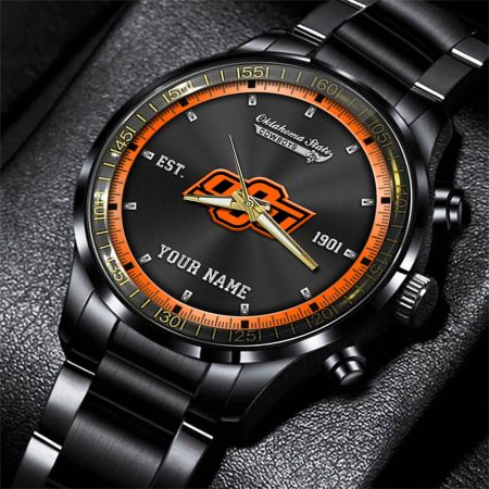 Oklahoma State Cowboys NCAA Personalized Black Style Hand Watch Gifts For Fan
