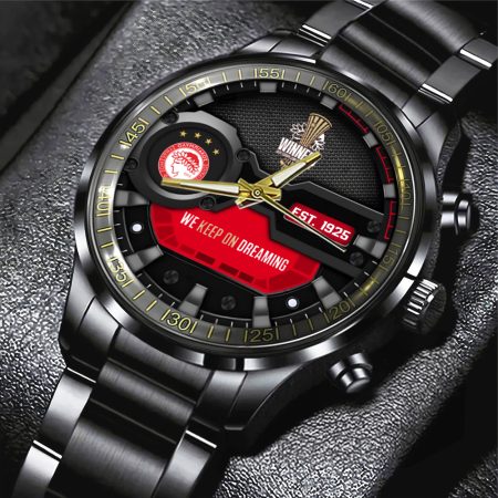 Olympiakos F.C. Super League Black Stainless Steel Watch Gift For Fan