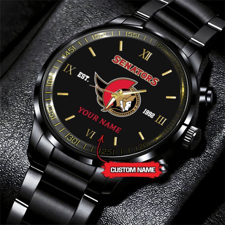Ottawa Senators NHL Hockey Game Time Custom Black Fashion Watch For Fan