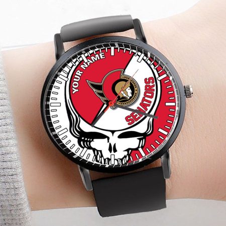 Ottawa Senators NHL Personalized 3D Men Leather Hand Watch Gift For Fans For Father