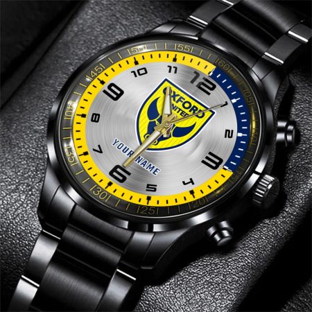 Oxford United EFL Personalized Black Stainless Steel Hand Watch For Fan
