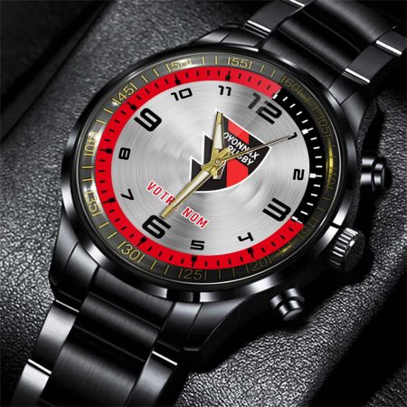 Oyonnax Rugby Top 14 Personalized Black Stainless Steel Hand Watch For Fan