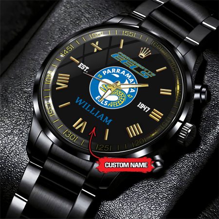 Parramatta Eels NRL Custom Name Black Fashion Watch
