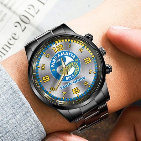 Parramatta Eels NRL Personalized Black Hand Watch Gift For Fans