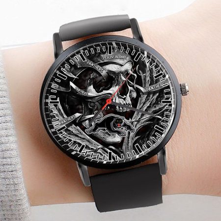Penrith Panthers NRL 3D Men Skull Leather Hand Watch Personalized Gift For Fans For Father For Fan