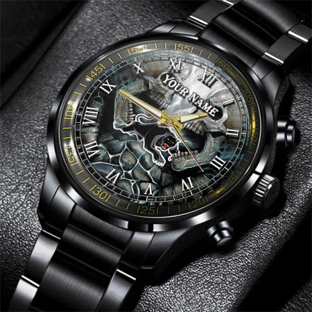 Penrith Panthers NRL Personalized 3D Men Skull Hand Watch Gift For Fans