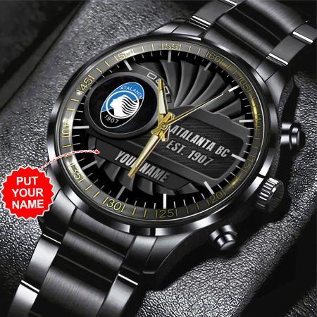 Personalized Atalanta BC Serie A Black Stainless Steel Watch Gift For Fan