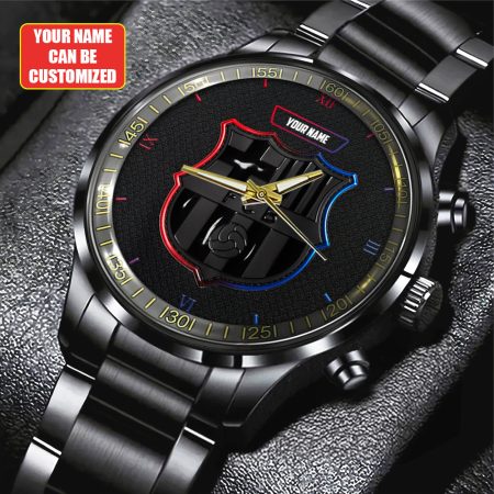 Personalized Barcelona FC La Liga Black Stainless Steel Watch Gift For Fan