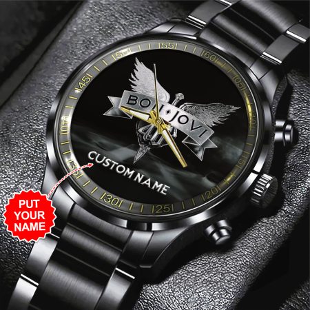 Personalized Bon Jovi Music Black Stainless Steel Watch Gift For Fan