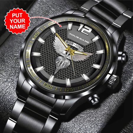 Personalized Bon Jovi Music Black Stainless Steel Watch Gift For Fan