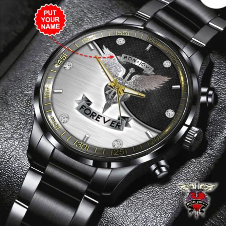 Personalized Bon Jovi Music Black Stainless Steel Watch Gift For Fan
