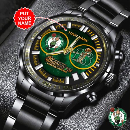 Personalized Boston Celtics MLS Black Stainless Steel Watch Gift For Fan