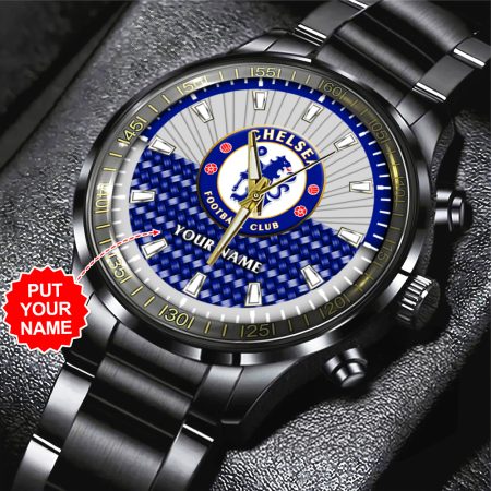 Personalized Chelsea Premier League Black Stainless Steel Watch Gift For Fan