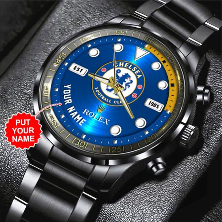 Personalized Chelsea x Rolex Premier League Black Stainless Steel Watch Gift For Fan