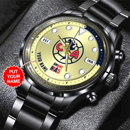 Personalized Club América Liga MX Black Stainless Steel Watch Gift For Fan