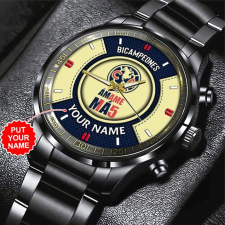 Personalized Club América Liga MX Black Stainless Steel Watch Gift For Fan