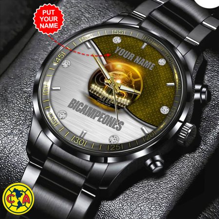 Personalized Club América Liga MX Black Stainless Steel Watch Gift For Fan