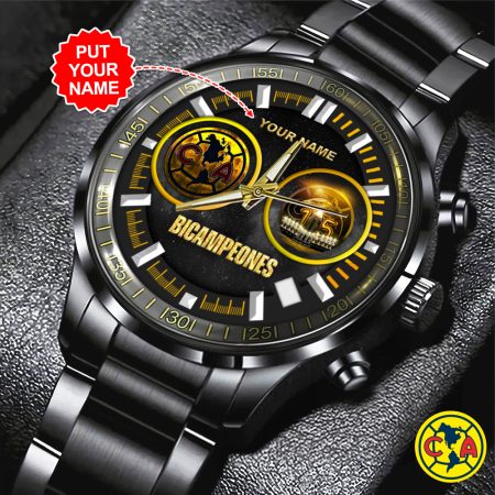 Personalized Club América Liga MX Black Stainless Steel Watch Gift For Fan