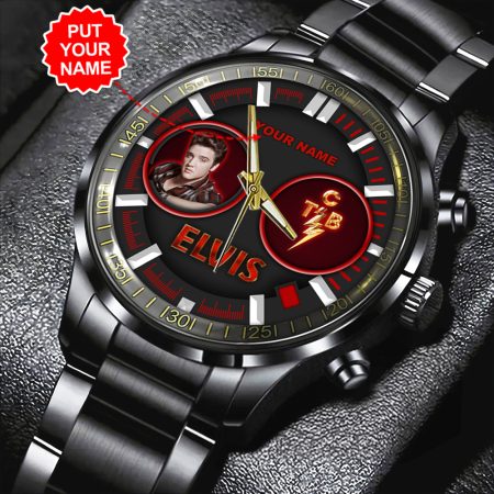 Personalized Elvis Presley Music Black Stainless Steel Watch Gift For Fan