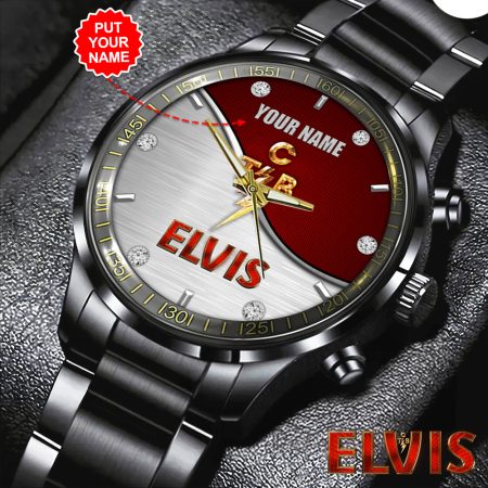 Personalized Elvis Presley Music Black Stainless Steel Watch Gift For Fan