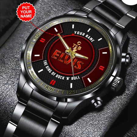 Personalized Elvis Presley Music Black Stainless Steel Watch Gift For Fan