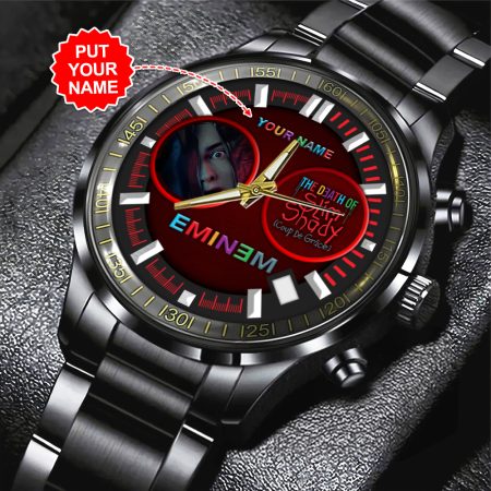 Personalized Eminem Music Black Stainless Steel Watch Gift For Fan