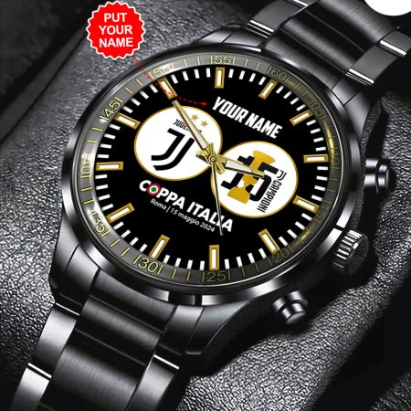 Personalized Juventus F.C. Serie A Black Stainless Steel Watch Gift For Fan