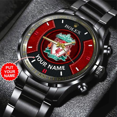 Personalized Liverpool EPL x Rolex Black Stainless Steel Watch Gift For Fan