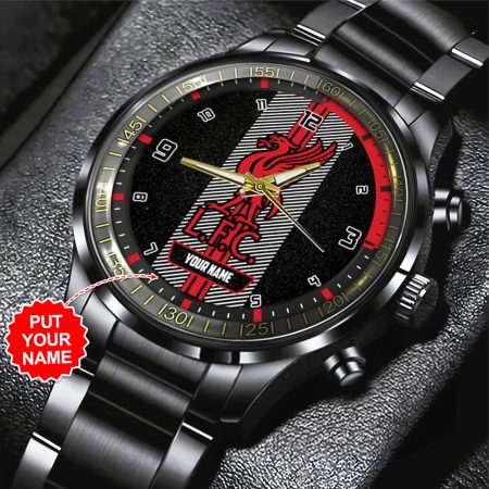 Personalized Liverpool Premier League Black Stainless Steel Watch Gift For Fan