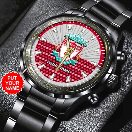 Personalized Liverpool Premier League Black Stainless Steel Watch Gift For Fan