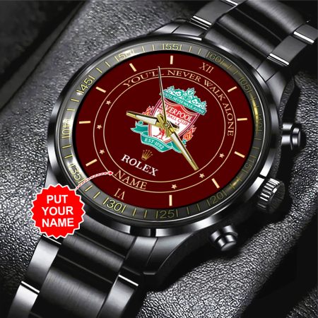 Personalized Liverpool x Rolex Premier League Black Stainless Steel Watch Gift For Fan