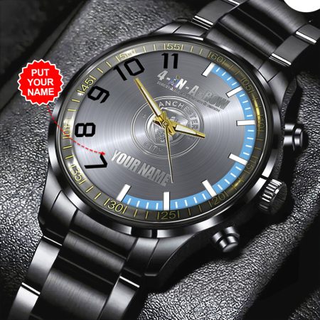 Personalized Manchester City EPL Black Stainless Steel Watch Gift For Fan