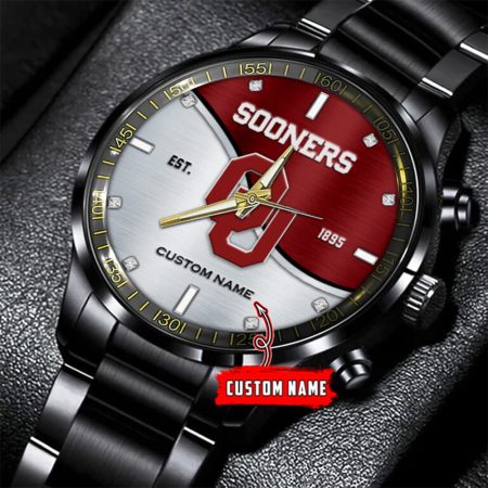 Personalized Oklahoma Sooners NCAA Women’s Softball Black Stainless Steel Watch Gift For Fan