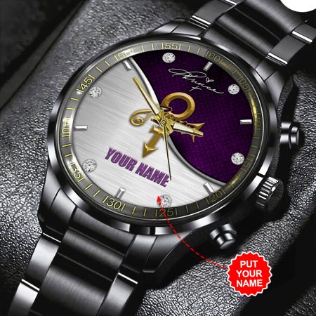 Personalized Prince Music Black Stainless Steel Watch Gift For Fan