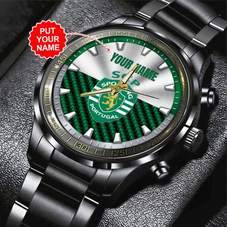 Personalized Sporting CP Primeira Liga Black Stainless Steel Watch Gift For Fan