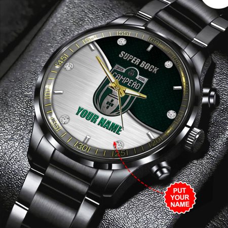 Personalized Sporting CP Primeira Liga Black Stainless Steel Watch Gift For Fan