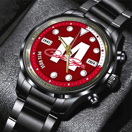 Pete Rose x Cincinnati Reds MLB Black Stainless Steel Watch Gift For Fan