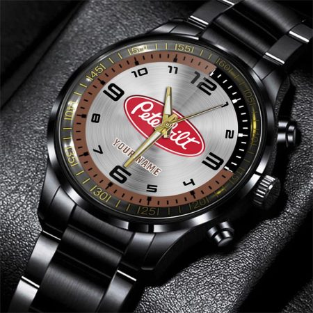 Peterbilt Truck Personalized Black Stainless Steel Hand Watch For Fan
