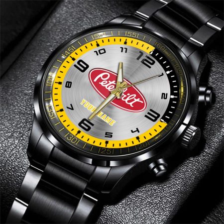 Peterbilt Truck Personalized Black Stainless Steel Hand Watch For Fan