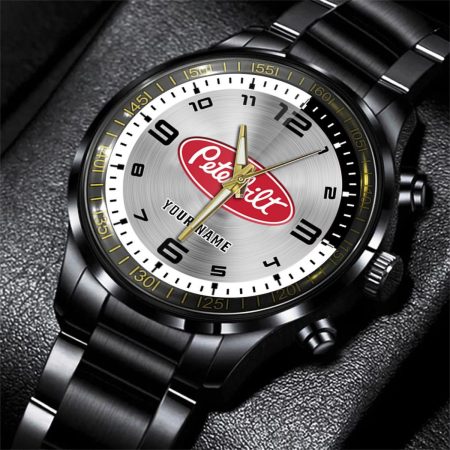 Peterbilt Truck Personalized Black Stainless Steel Hand Watch For Fan