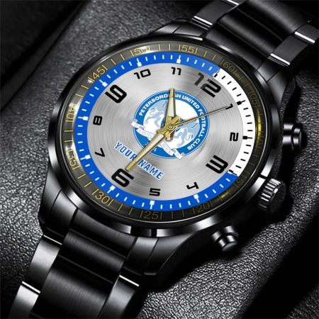 Peterborough United EFL Personalized Black Stainless Steel Hand Watch For Fan