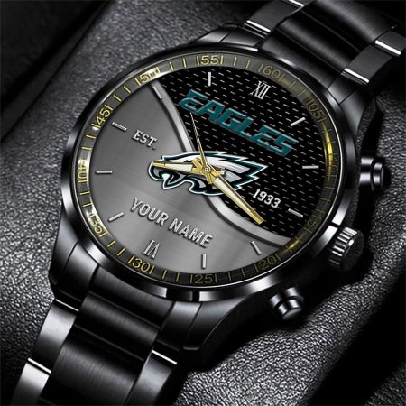 Philadelphia Eagles NFL Black Fashion Hand Watch Custom Your Name Gift For Fan