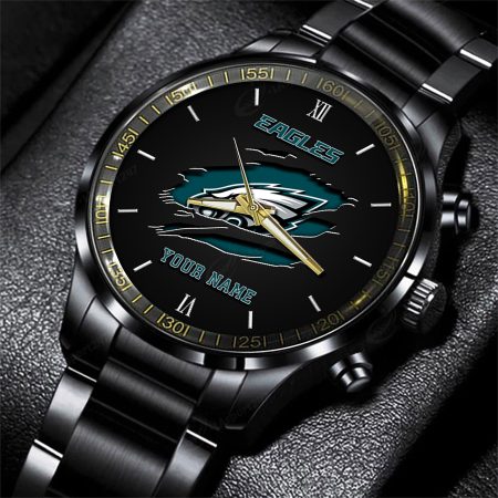Philadelphia Eagles NFL Personalized Black Fashion Watch For Football Lovers For Fan