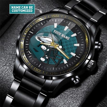 Philadelphia Eagles NFL Personalized Black Hand Watch Gift For Fans