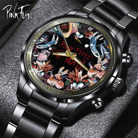 Pink Floy Black Stainless Steel Watch Gift For Fan