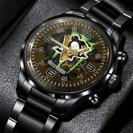 Pittsburgh Penguins NHL Personalized 3D Black Men Hand Watch Gift For Fans