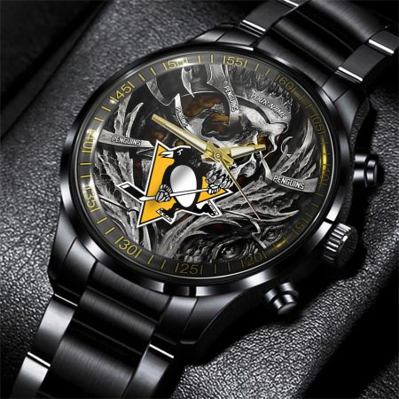 Pittsburgh Penguins NHL Skull Personalized Hand Watch Gift For Fans