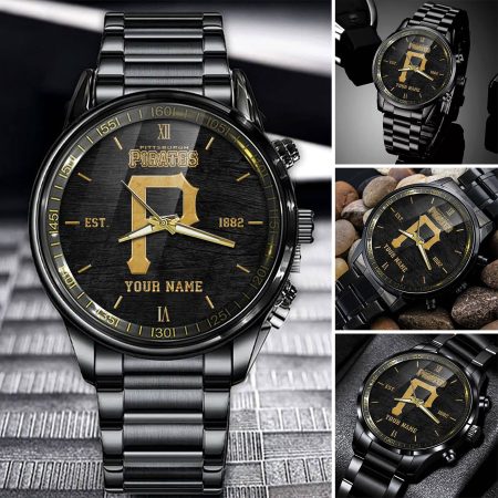 Pittsburgh Pirates MLB Black Fashion Watch Custom Your Name For Fan